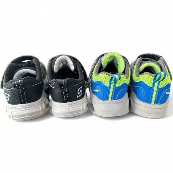 2 Pairs of Sketchers S-Lights Light Up Toddler Sneakers Size 6 Blinking Velcro - Picture 3 of 5